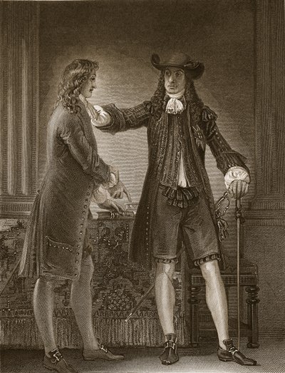 Charles II and Sir William Temple, engraved by J. Parker, illustration from David Hume